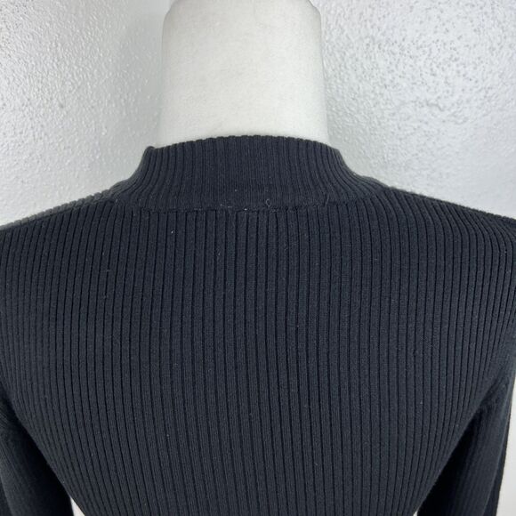 Divided Sweater Women Small Black Ribbed Knit Pullover Mock Neck Long Sleeve - Picture 11 of 14